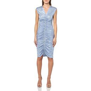 Norma Kamali Ruched Shirred Dress Misty Blue ( M/38 )
